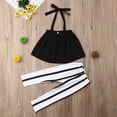 thumbnail image 2 of Toddler Kids Girl Off Shoulder Tops Stripe Pants 2PCS Outfits Clothes Set 1-6 Years, 2 of 5