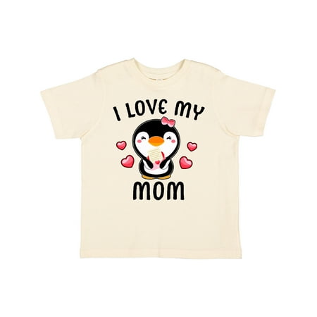

Inktastic I Love My Mom with Cute Penguin and Hearts Gift Toddler Toddler Girl T-Shirt