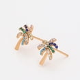 thumbnail image 3 of Aretes Broquel Palma Swarovski Esmeralda, Zafiro Oro 18K Lam dorado Unitalla, 3 of 7