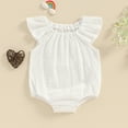thumbnail image 2 of BemeyourBBs Baby Girl Bubble Romper Newborn Flying Sleeveless Bodysuit Solid Cotton Linen Jumpsuit 3 6 12 18 24 Month Clothes, 2 of 7