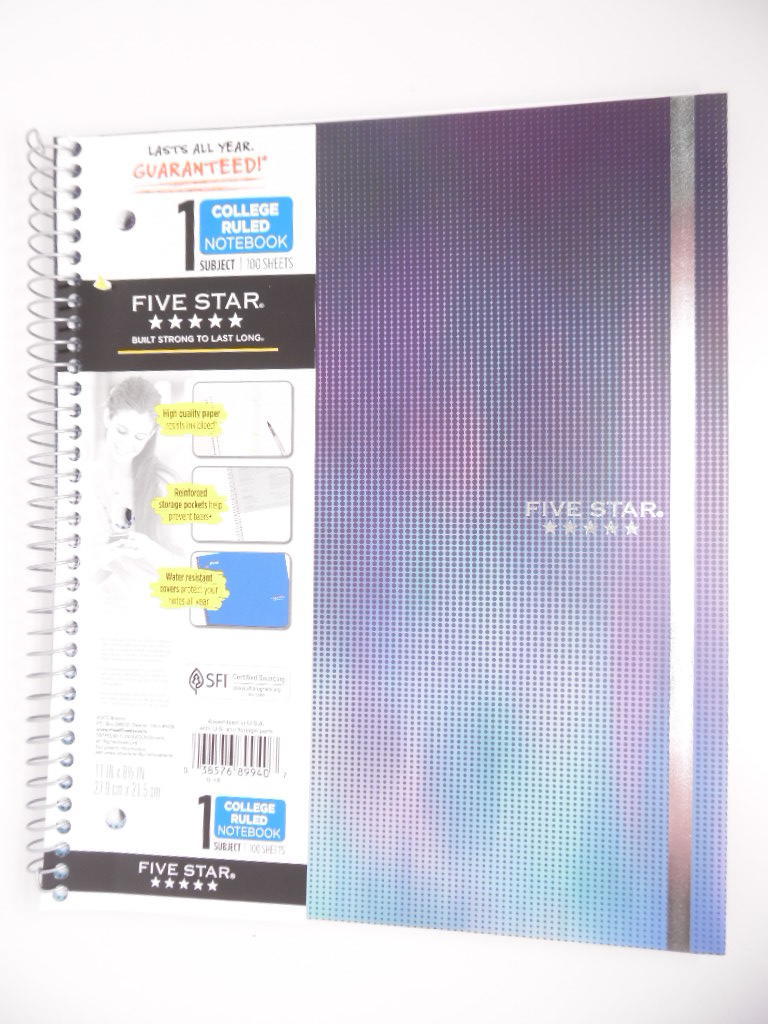 Mead Five Star Spiral Notebook 1 Subject College Ruled 100 Sht