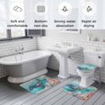 thumbnail image 6 of Blue Ocean Turtle Bathroom Rugs Set Nautical Watercolor Pink Orange Sea Coral Starfish Linen Non Slip Absorbent Bath Mats 3 Piece Set, U-Shaped Floor Mat, Toilet Seat Cover Large Size, 6 of 9