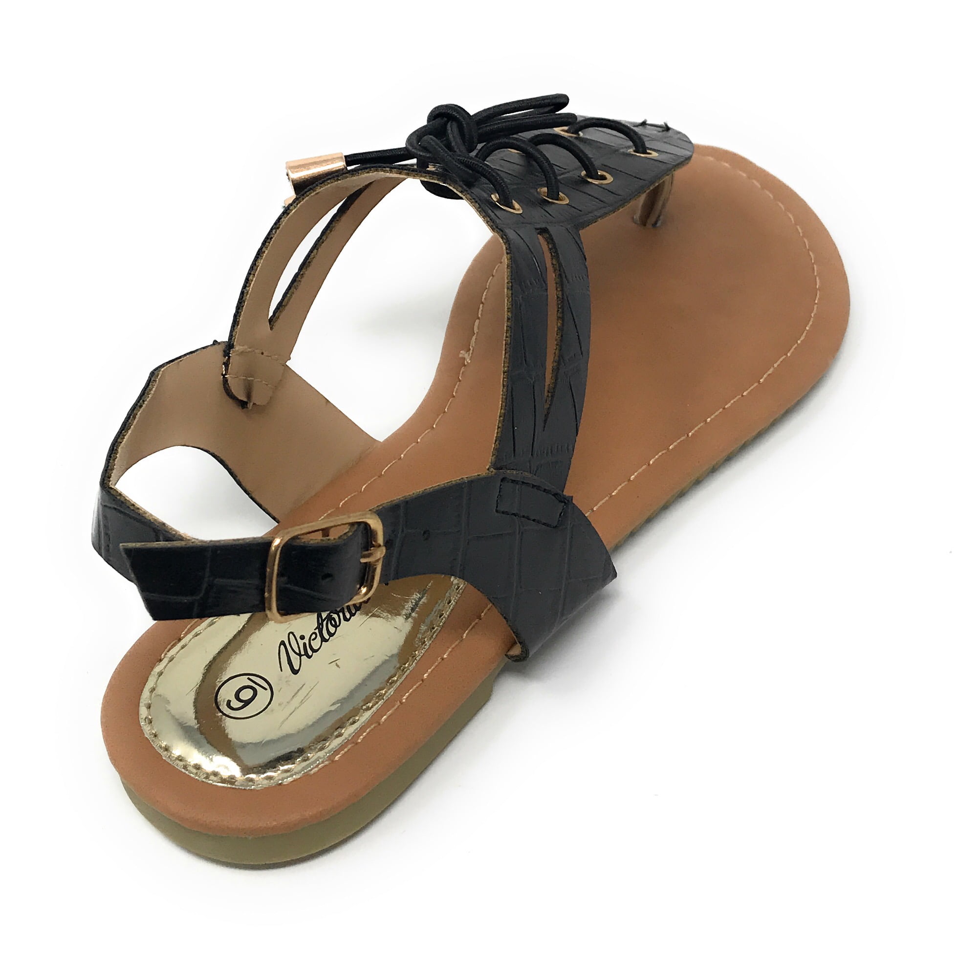Victoria K Women's Laceup Faux Snake Skin With Side Buckle Sandals