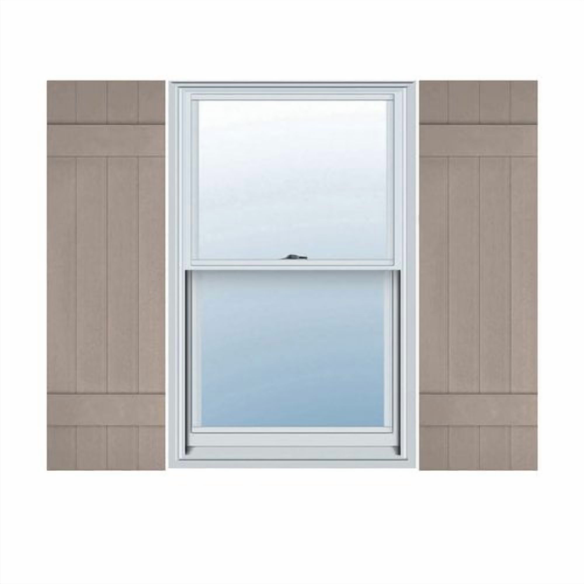 14"W x 55"H Lifetime Vinyl, Standard Four Board Joined, Board-n-Batten Shutters, w/Installation Shutter-Lok's & Matching Screws (Per Pair), Wicker