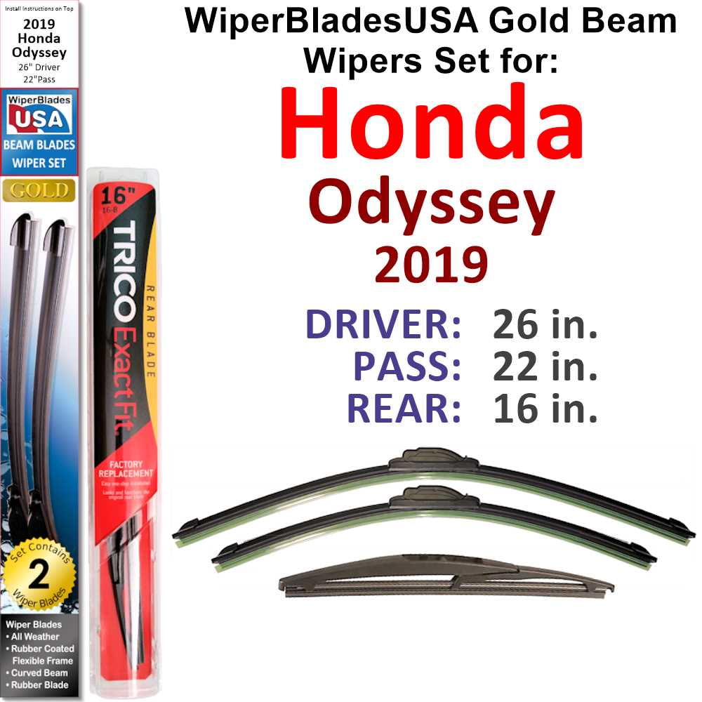 2019 Honda Odyssey Beam Wiper Blades Wipers WBUSA (Set of 3) w/Rear
