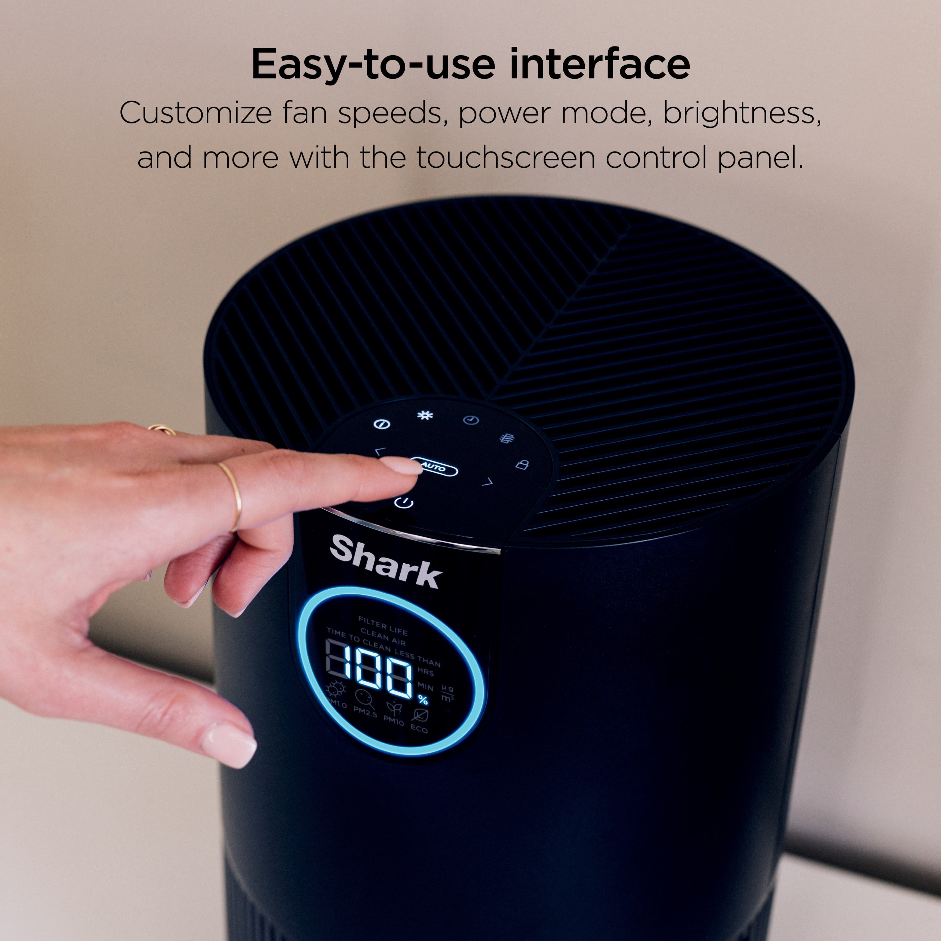 Shark 500 Sq Ft True HEPA Air Purifier, NanoSeal, Clean Sense IQ Technology, Captures Pet Hair, Pet Dander, Allergens, HP100 Charcoal Gray