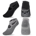 thumbnail image 3 of Guardurnaity 2 pares de calcetines de Yoga transpirables para mujer con empuñaduras vendaje antideslizante cinco dedos elásticos correa Invisible Medias, 3 of 6