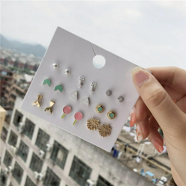 9-Pack of Assorted Stud Earrings