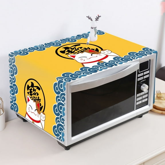 Microwave Cover Cloth, Cute Pattern Dust Proof Shiled, Fold Microwave Oven Accessory for Office or House Life (35*100cm)
