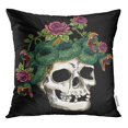 thumbnail image 1 of RYLABLUE Colorful Floral Skull and Snake in The Roses Watercolor Sugar Throw Pillowcase Cushion Case Cover, 1 of 1