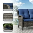 thumbnail image 4 of Meetleisure 1 piece 72.83'' Wide 3-Seat Outdoor Wicker Patio Sofa with Cushions,Blue, 4 of 11
