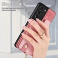 thumbnail image 4 of For Samsung Galaxy S21+ 5G Cross Leather Ring Vertical Zipper Wallet Back Phone Case, 4 of 5