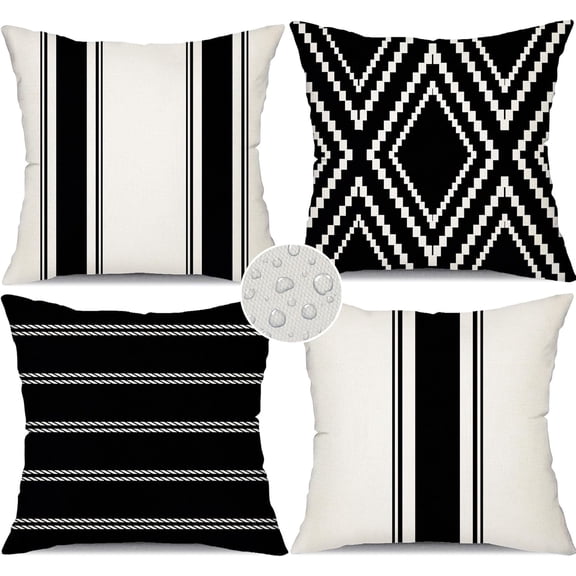 Outdoor Pillow Covers 20x20 Inch Set of 4 Waterproof Modern Geometry Throw Pillows Outdoor Summer Waterproof Decor for Patio Funiture Garden Polyester Cushion Covers 013A