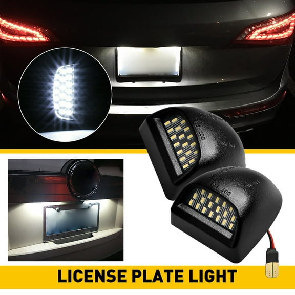 Full LED License Plate Light Tag Lamp Assembly Replacement for Chevy Silverado 1500 2500 3500 Suburban Tahoe GMC Sierra Yukon XL for Escalade, 6000K White, Pack of 2
