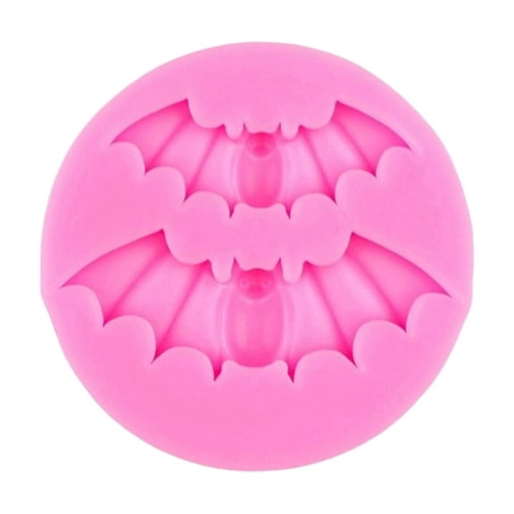 Leeye 5.3x5.3x1cm Silicone Bat Cake Mold, 3D Halloween Chocolate and Candy Making Mold, Non-Stick Fondant and Dessert Baking Pan, Pink