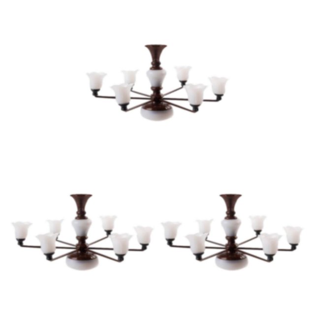 ZheElen Trendy Chic Miniature Chandelier Ceiling Lamp Model Layout Decor Accessories Bronze White Light 8.2x4.5cm 3Set
