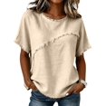 thumbnail image 4 of beishanbush Winter Sales Saving $10 Summer T Shirts Women's Linen T-Shirt,Short Sleeve Neck Loose Lightweight Casual Summer Under $15, 4 of 8