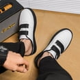 thumbnail image 4 of Men's White Leather Double Strap Mule Slip On Platform Casual Skate Shoes, Non-Slip Backless Walking Trainers, Wide Toe Lazy Daily Driving Footwear, 4 of 7