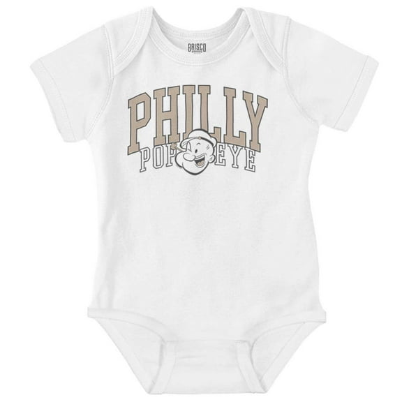 Popeye Vintage Varsity Philly Cartoon Romper Boys or Girls Infant Baby Brisco Brands NB