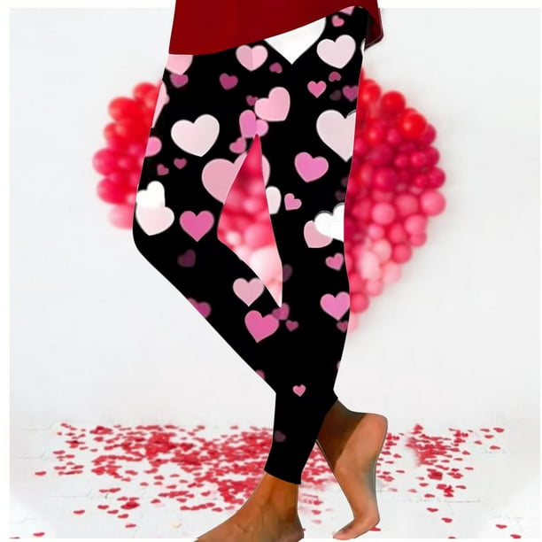 zanvin Women's Valentine's Day Soft Leggings – Cute Heart Print Stretchy  Comfy Skin Lounge Yoga Pants Workout Tights,Black,L