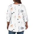 thumbnail image 2 of Sexy Tops for Women Fall Plus Size Shirts 3/4 Sleeve V Neck Floral Print Blouse Dressy Casual T-Shirts Fall Clothes for Women 2024 Trendy light gray 5X-Large, 2 of 5