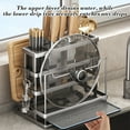 thumbnail image 5 of No-Drill Thickened Carbon Steel Kitchen Knife and Utensil Organizer Integrated Knife Block with Lid Holder and Chopsticks Storage Drainage Tray Countertop Storage Rack for Cutlery, 5 of 6