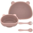 thumbnail image 1 of Baby Plate and Bowl Set with Suction Reusable Silicone Baby Tableware Set with Flexible Fork Spoon BPA-Free Baby Led Weaning Supplies Washable Microwave Safe Self Feeding Utensils for Tod, 1 of 11