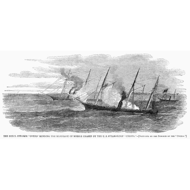 Blockade Runner, 1862. /N'The Rebel Steamer ''Oveto'' Running The