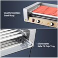 thumbnail image 4 of Whizmax Hot Dog Roller Stainless Steel Sausage Grill Cooker Machine with Dual Temp Control Glass Hood Acrylic Cover Bun Warmer Shelf Removable Oil Drip Tray, Hotdog Roller Grill for Commercial Home, 4 of 7