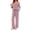 Pink, variant on Weekease Two Piece Pajama Sets for Women V Neck Button up Tops Drawstring Pants Casual Lounge Set with Pockets