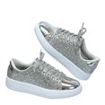 thumbnail image 4 of AUDeals Women's Rhinestone Sneakers, Glitter Lace Up Shoes with Bling Style and Lightweight Comfort for Tennis and Casual Wear (Silver, 9.5), 4 of 8