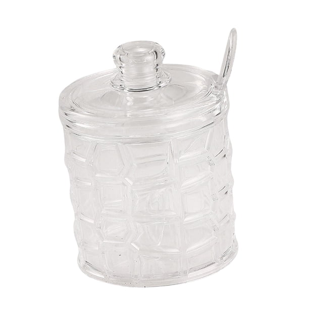 Tarro de condimentos de acrílico, bote para condimentos con tapa y cuchara, tarro de condimentos resistente Clear 1 piezas