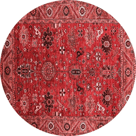 Ahgly Company Indoor Round Oriental Red Traditional Area Rugs, 7' Round