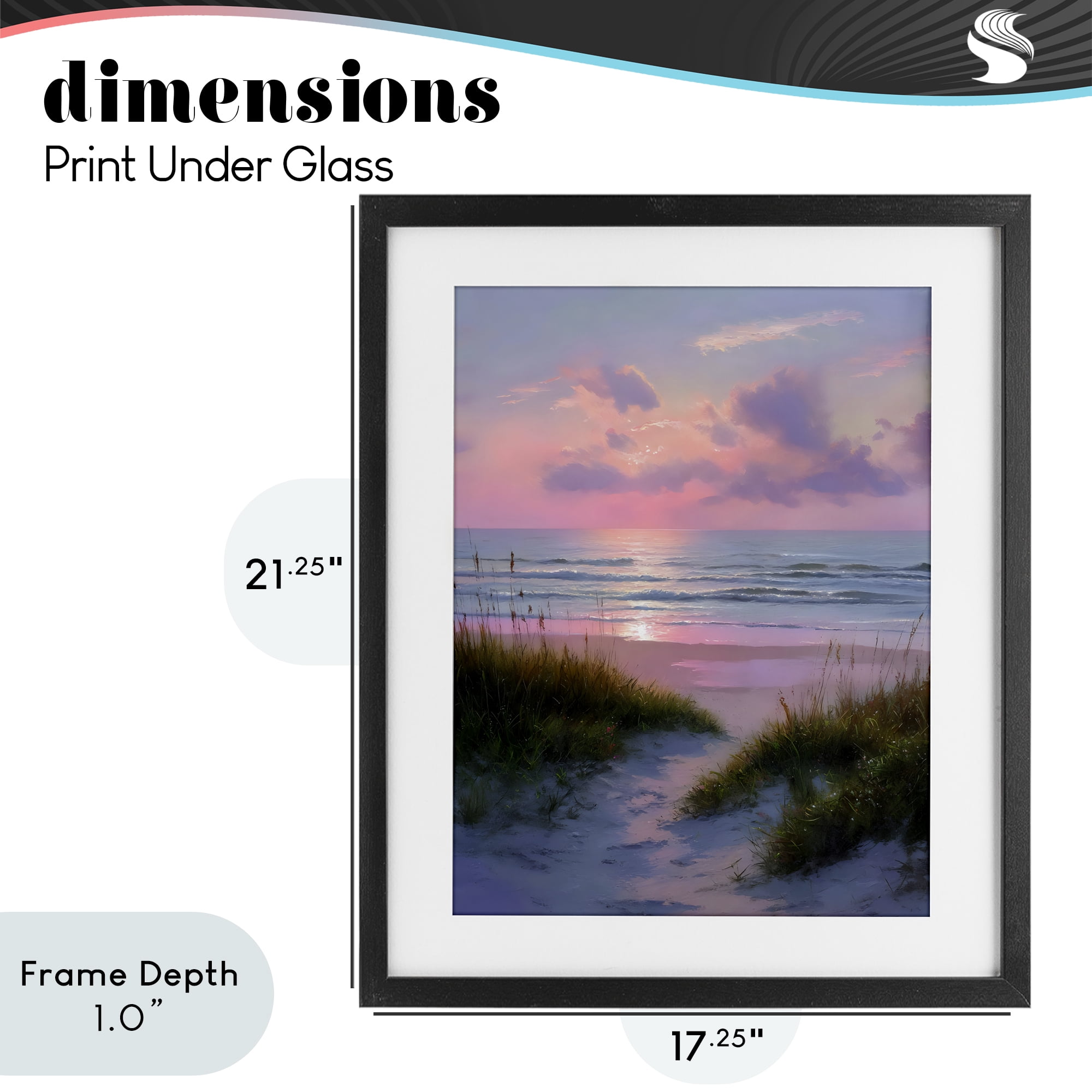 Stupell Industries Romantic Beach Sunset in Pink Black Framed Print Under Glass, design by Franklyn Gregory