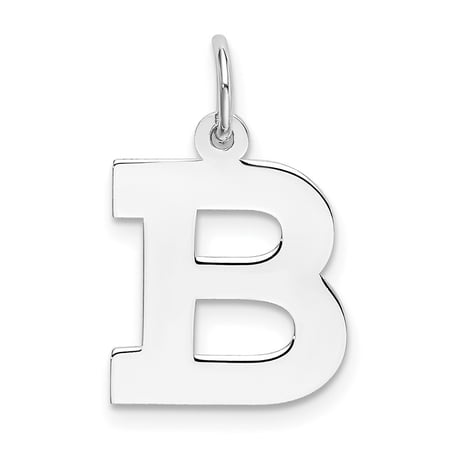 Diamond2Deal 925 Sterling Silver Rhodium-Plated Block Letter B Initial Charm Pendant for Women