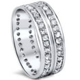 thumbnail image 2 of Pompeii 1 1/2ct Mens Diamond Eternity Ring Milgrain Accent 10K White Gold (H/I,I2), 2 of 3