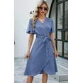 thumbnail image 2 of Womens Summer Dresses Casual Short Sleeve V Neck Strap Lacing Sexy Midi Dress Wrap Party Club Sundress (Blue,XX-Large), 2 of 6