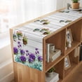 thumbnail image 6 of Table Runners 72 Inches Long Dress Scarves, Spring Purple Flowers Farmhouse Kitchen/Dining Table Runner, Coffee Tablerunners, Botanical Vases Pots Floral Wooden 16x72 Inch, 6 of 9