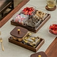 thumbnail image 3 of Glass Snackle Box Container Snack Organizer with Walnut Wooden Lids and Tray Divided Serving Tray for Nuts Candy, 3 of 6