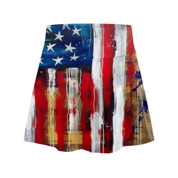 Vedolay Women's Independence Day Print High Waist Short Skirts,Red XXL