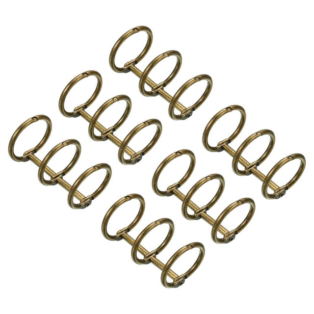 Unique Bargains 0.79' Dia. 3 Circle Detachable Metal Binder Rings Loose Leaf Rings, Bronze 6 Pack