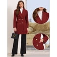 thumbnail image 2 of DARING DIVA Women's Double Breasted Shawl Collar Long Coat With Pockets M Burgundy, 2 of 6