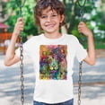 thumbnail image 3 of Tee Hunt Dean Russo Colorful Lion Head Youth T-Shirt Wild Life King Roar Kids, White, Large, 3 of 5
