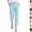 18# Sky Blue, variant on Linen Pants Women Petite High Waisted Cropped Pants Summer Beach Ankle Length Straight Leg Tapered Trouser Pant Wine XXL