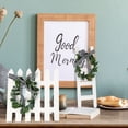 thumbnail image 3 of IUAMXWU 2Pcs Rustic Farmhouse Wooden Window Tiered Tray Decor Set Black White Plaid Cathedral Fence Shaped Mini Ladder Signs with Wreath for Home Kitchen Table Shelf Decor, 3 of 5