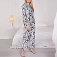 thumbnail image 3 of Fuzoiu I Love USA Print Women's Long-Sleeved Pajama,Lounge Button Down Nightwear,Womens Notch Collar Pajama Set-Small, 3 of 7