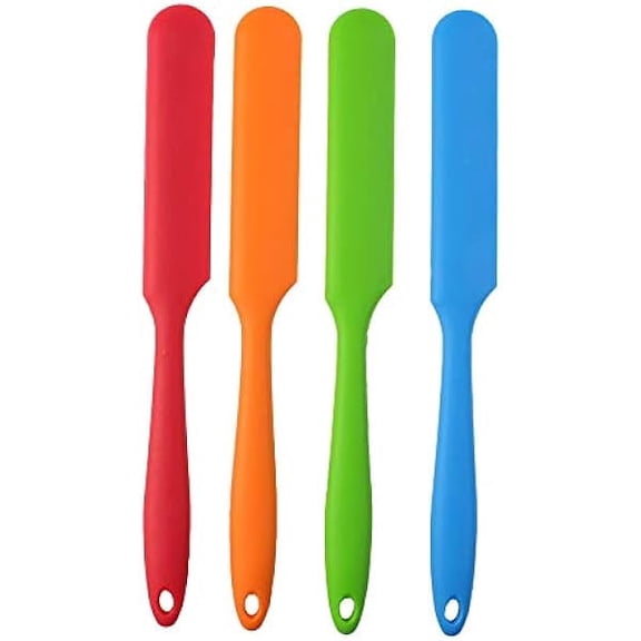 4pcs Silicone Spatula Set Heat Resistant Cake Cream Butter Spatulas Mixing Batter Scraper Non-Stick Flexible Baking Cooking Tool 4 Colors (multicolor)