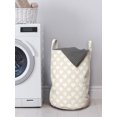thumbnail image 3 of Pastel Laundry Bag, Vintage Inspired Love Pattern with Continuous Delicate Symmetrical Hearts, Basket with Handles Drawstring Closure for Laundromats, 13" x 19", Champagne and White, by Ambesonne, 3 of 4