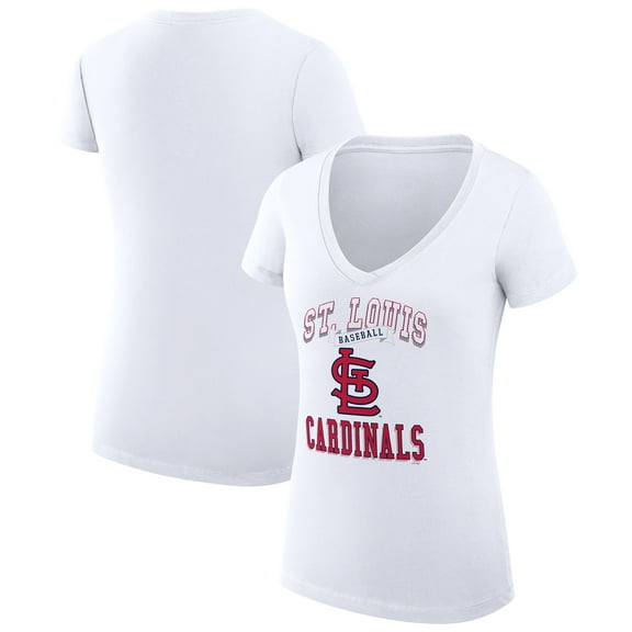 Women's G-III 4Her by Carl Banks White St. Louis Cardinals Super-Slim Fit Lightweight Team Logo Graphic V-Neck T-Shirt