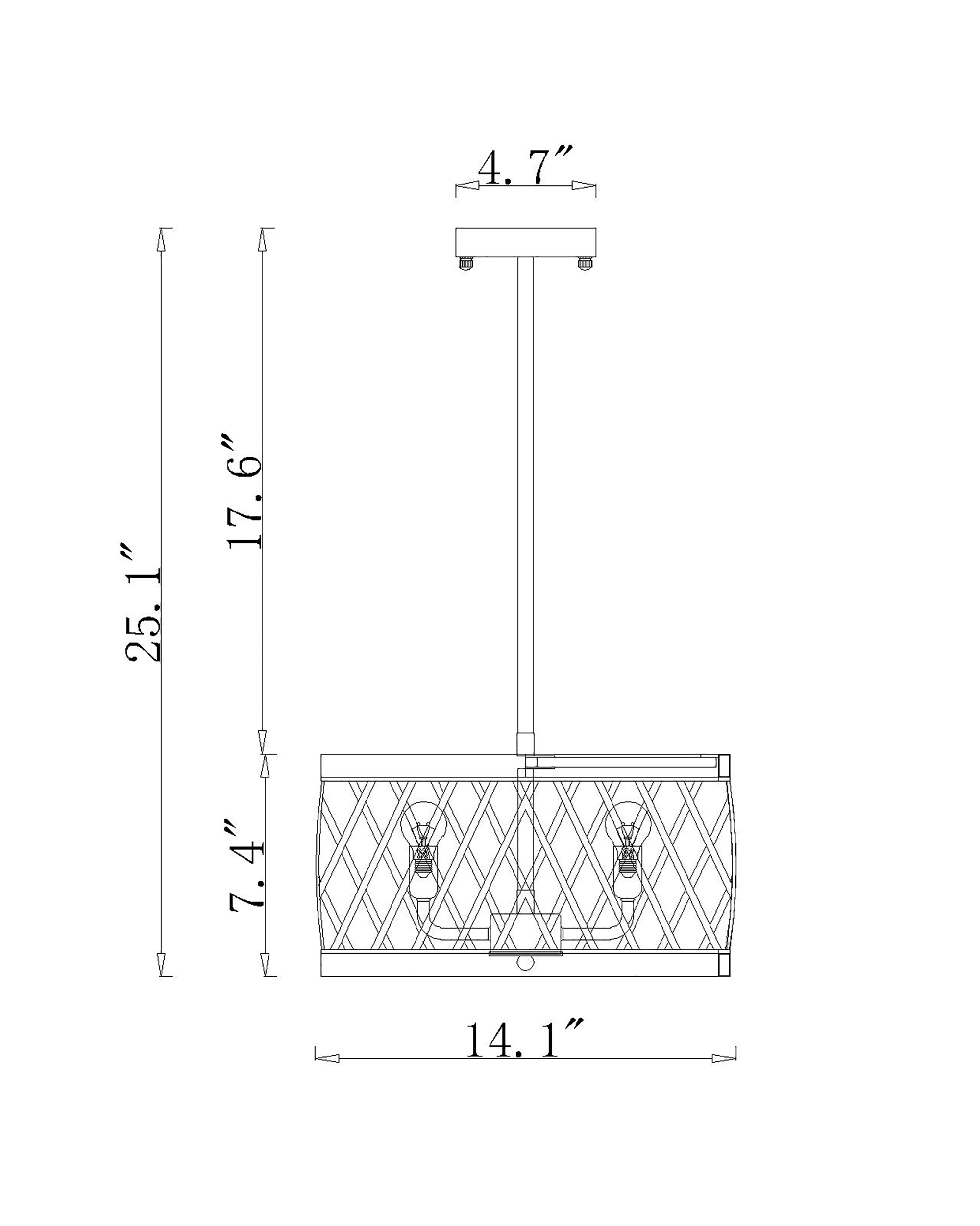 Warehouse of Tiffany Agustin Matte Black 4-Light Metal Geometric Drum Shade Chandelier
